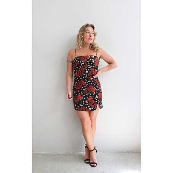 Zara Dragon Print Mini Dress ~ Women's Size Extra Small XS ~ Cocktail ~ Club Y2K - Picture 7 of 8